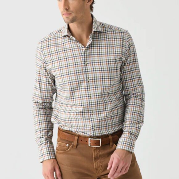 NWOT JOHNNIE-O TOP SHELF PUMPKIN GUFFY PLAID BUTTON DOWN SHIRT XXL Orange Blue - Picture 2 of 10